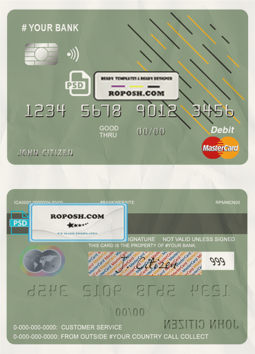 energy line universal multipurpose bank mastercard debit credit card template in PSD format, fully editable scan effect