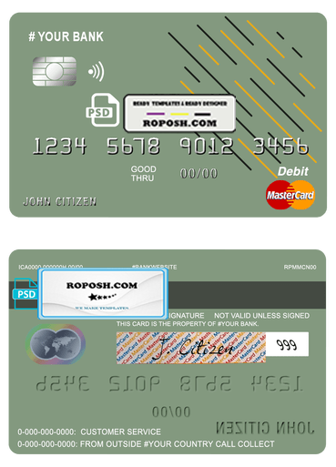 energy line universal multipurpose bank mastercard debit credit card template in PSD format, fully editable