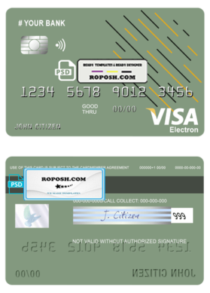 energy line universal multipurpose bank visa credit card template in PSD format, fully editable