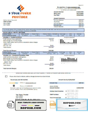 first fine universal multipurpose utility bill template in Word format