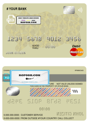 geometric vibrance universal multipurpose bank mastercard debit credit card template in PSD format, fully editable