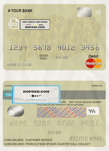 geometric vibrance universal multipurpose bank mastercard debit credit card template in PSD format, fully editable scan effect