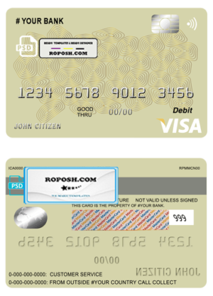 geometric vibrance universal multipurpose bank visa credit card template in PSD format, fully editable