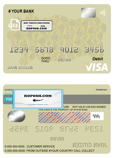 geometric vibrance universal multipurpose bank visa credit card template in PSD format, fully editable