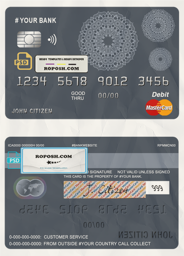 mandala dream universal multipurpose bank mastercard debit credit card template in PSD format, fully editable scan effect