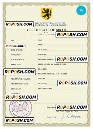 master accord birth certificate universal PSD template