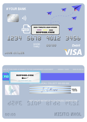 medium trip universal multipurpose bank visa credit card template in PSD format, fully editable
