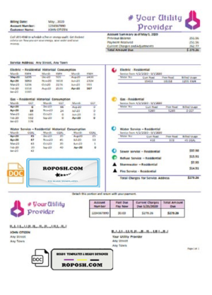 own point universal multipurpose utility bill template in Word format