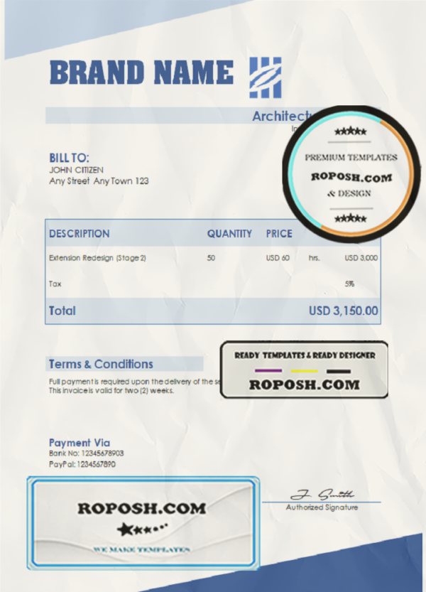 built behold universal multipurpose invoice template in Word and PDF format, fully editable scan effect