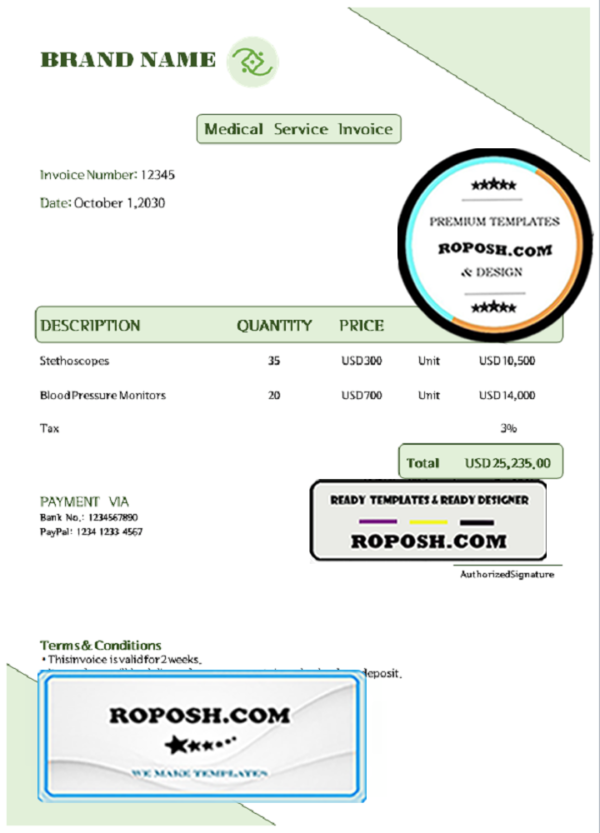 contact eye universal multipurpose invoice template in Word and PDF format, fully editable