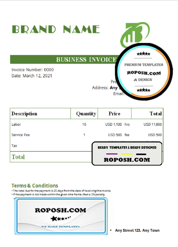 grace wise universal multipurpose invoice template in Word and PDF format, fully editable