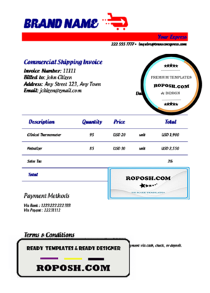 integral index universal multipurpose invoice template in Word and PDF format, fully editable