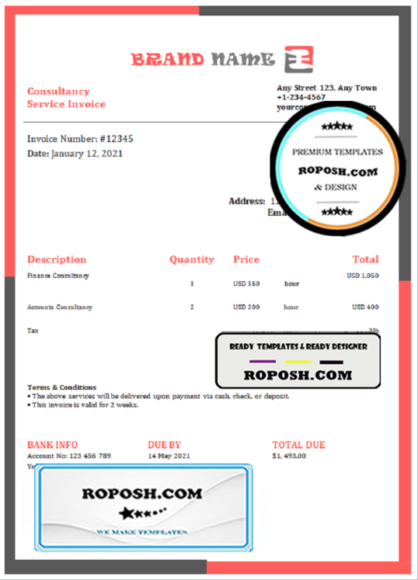 link rogue universal multipurpose invoice template in Word and PDF format, fully editable