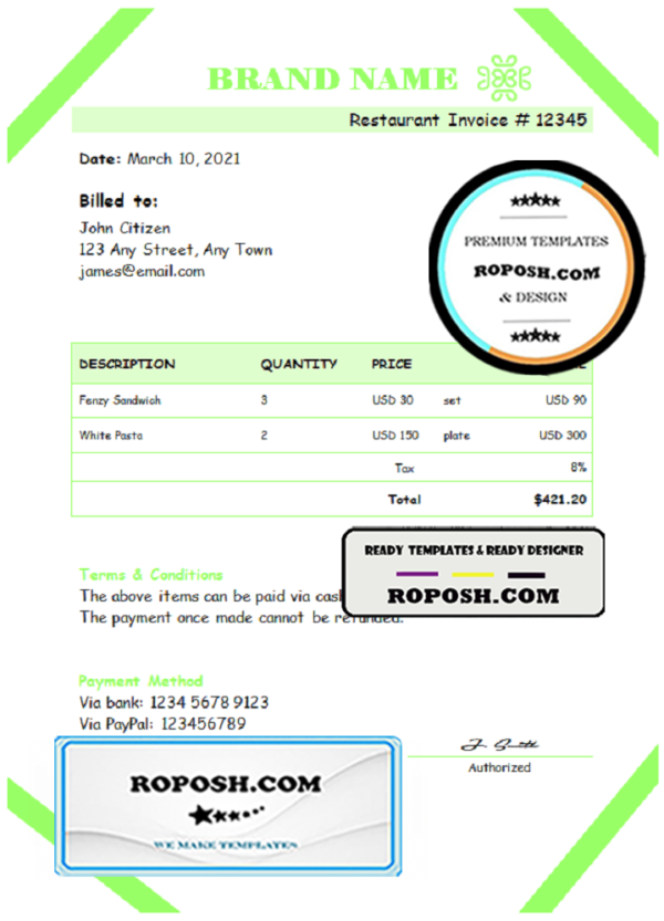 painter box universal multipurpose invoice template in Word and PDF format, fully editable