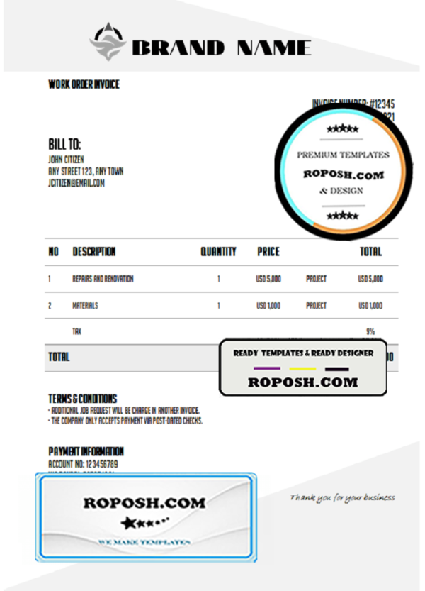 strategic pic universal multipurpose invoice template in Word and PDF format, fully editable