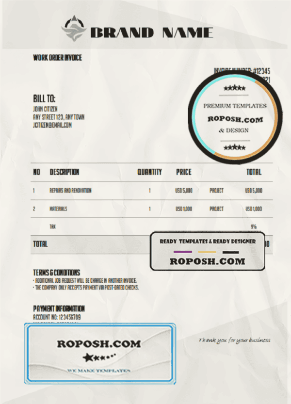 strategic pic universal multipurpose invoice template in Word and PDF format, fully editable