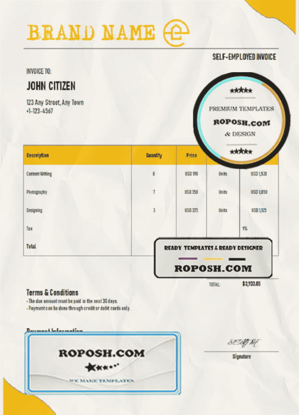 sure chief universal multipurpose invoice template in Word and PDF format, fully editable