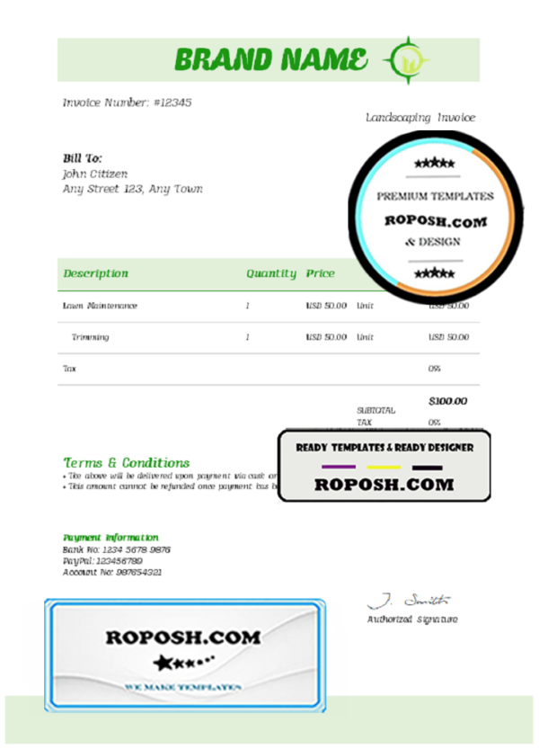 tape capture universal multipurpose invoice template in Word and PDF format, fully editable
