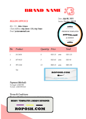 gain proof universal multipurpose invoice template in Word and PDF format, fully editable