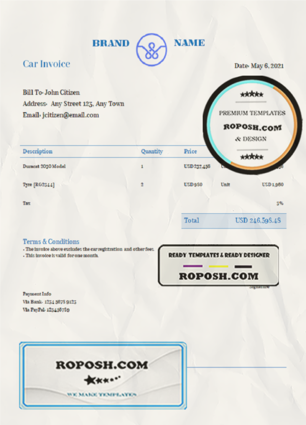 beta stream universal multipurpose invoice template in Word and PDF format, fully editable scan effect