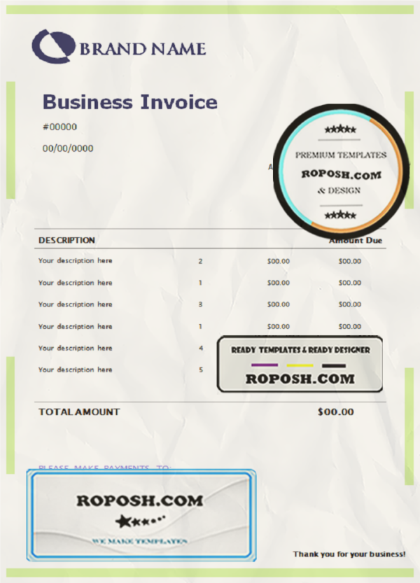 certified profit universal multipurpose invoice template in Word and PDF format, fully editable scan effect