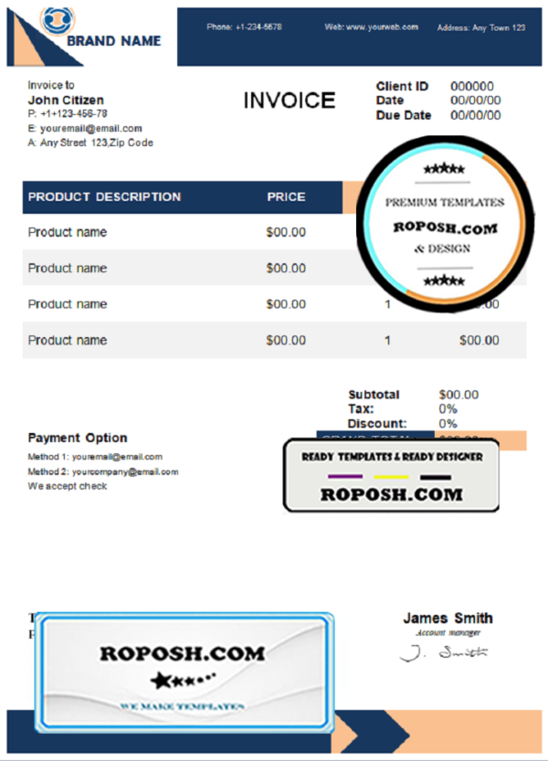 first catch universal multipurpose invoice template in Word and PDF format, fully editable