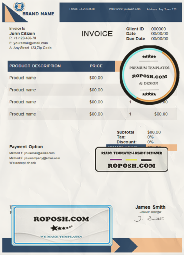 first catch universal multipurpose invoice template in Word and PDF format, fully editable scan effect