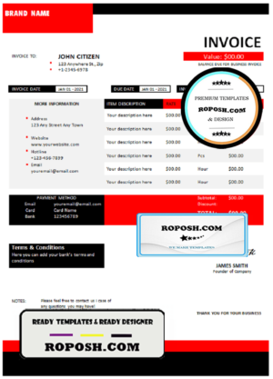 found report universal multipurpose invoice template in Word and PDF format, fully editable