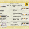power universal birth certificate PSD template, completely editable scan effect