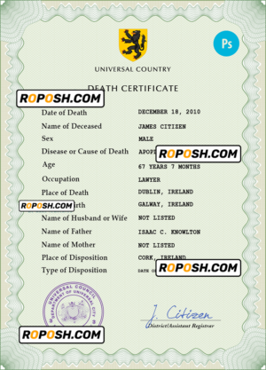 redux vital record death certificate universal PSD template