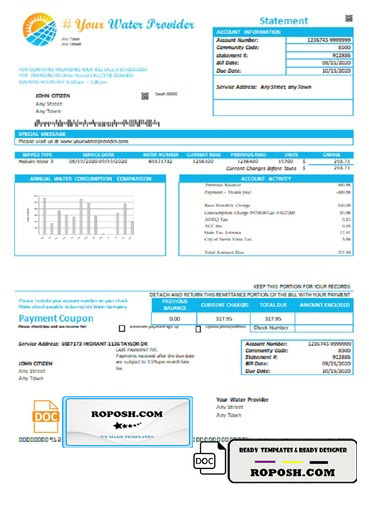 sun system universal multipurpose utility bill template in Word format