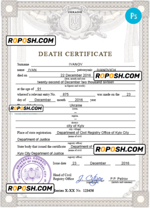 sustaine solution vital record death certificate universal PSD template