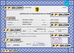 tickle universal marriage certificate PSD template, fully editable