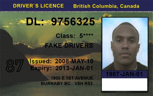 British Columbia Driver License Free Template