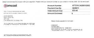 Comcast pay stub template in Word and PDF format