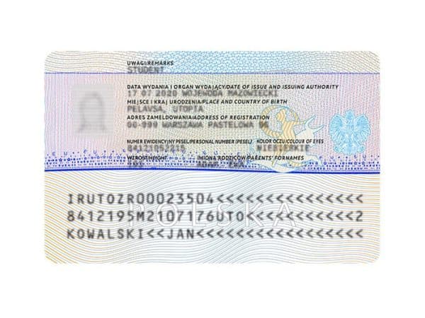 Editable Poland Residence Permit PSD Template(back and front)