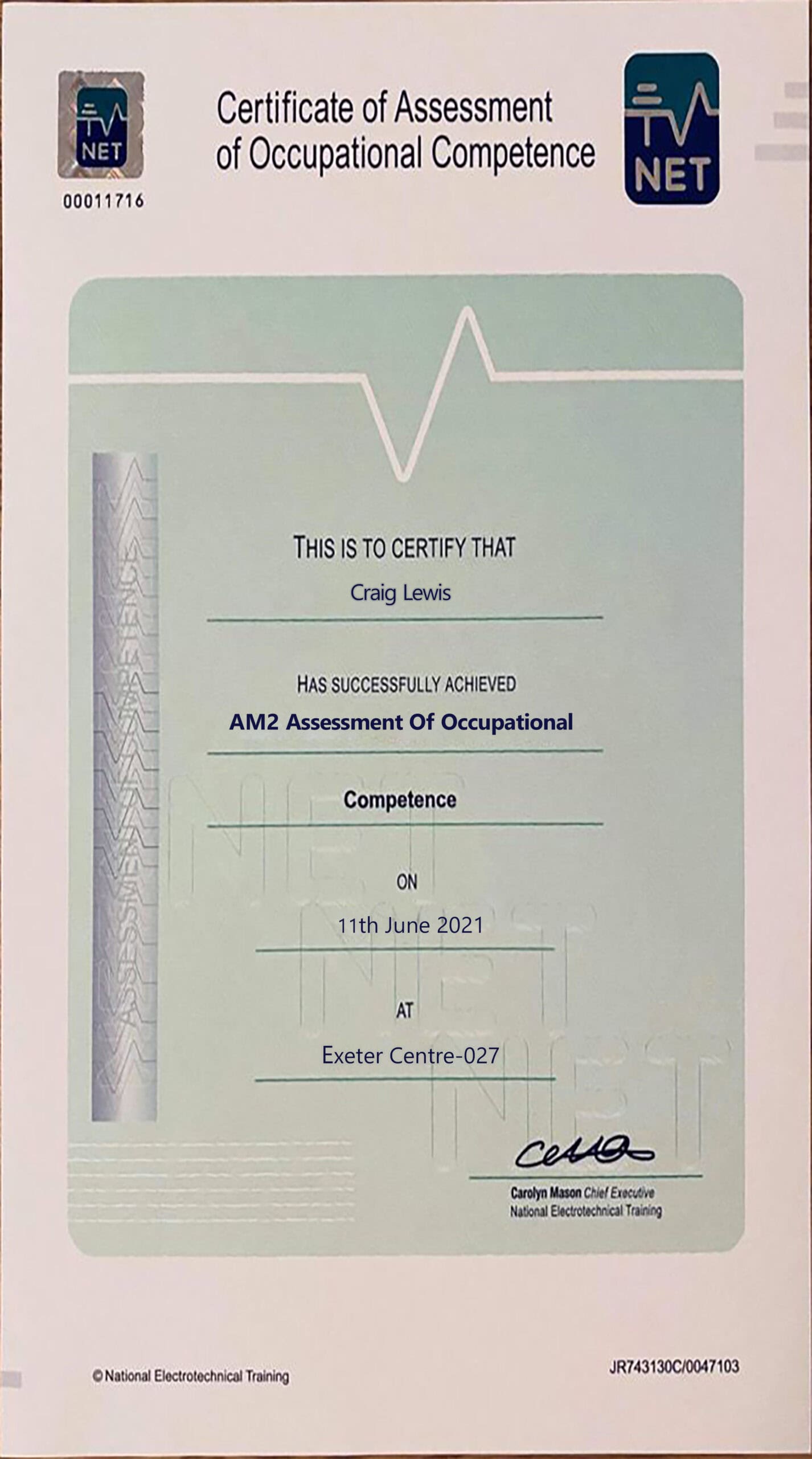 Authentic-Looking Editable certificate from AM2 Skill-based Exam