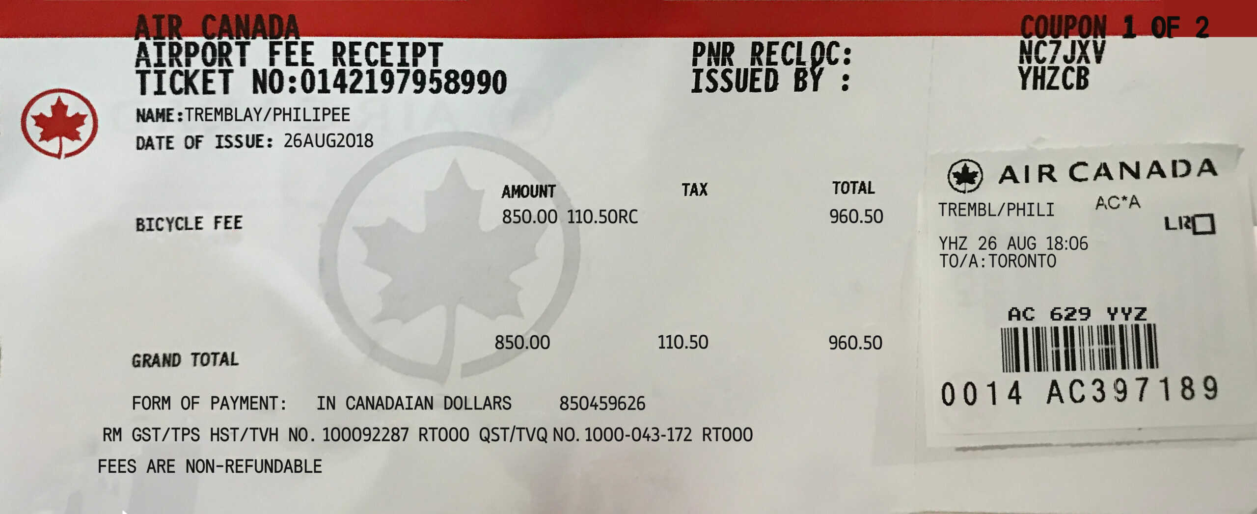 Fillable Air Canada Airline Ticket | Editable Airplane Tickets PSD Templates