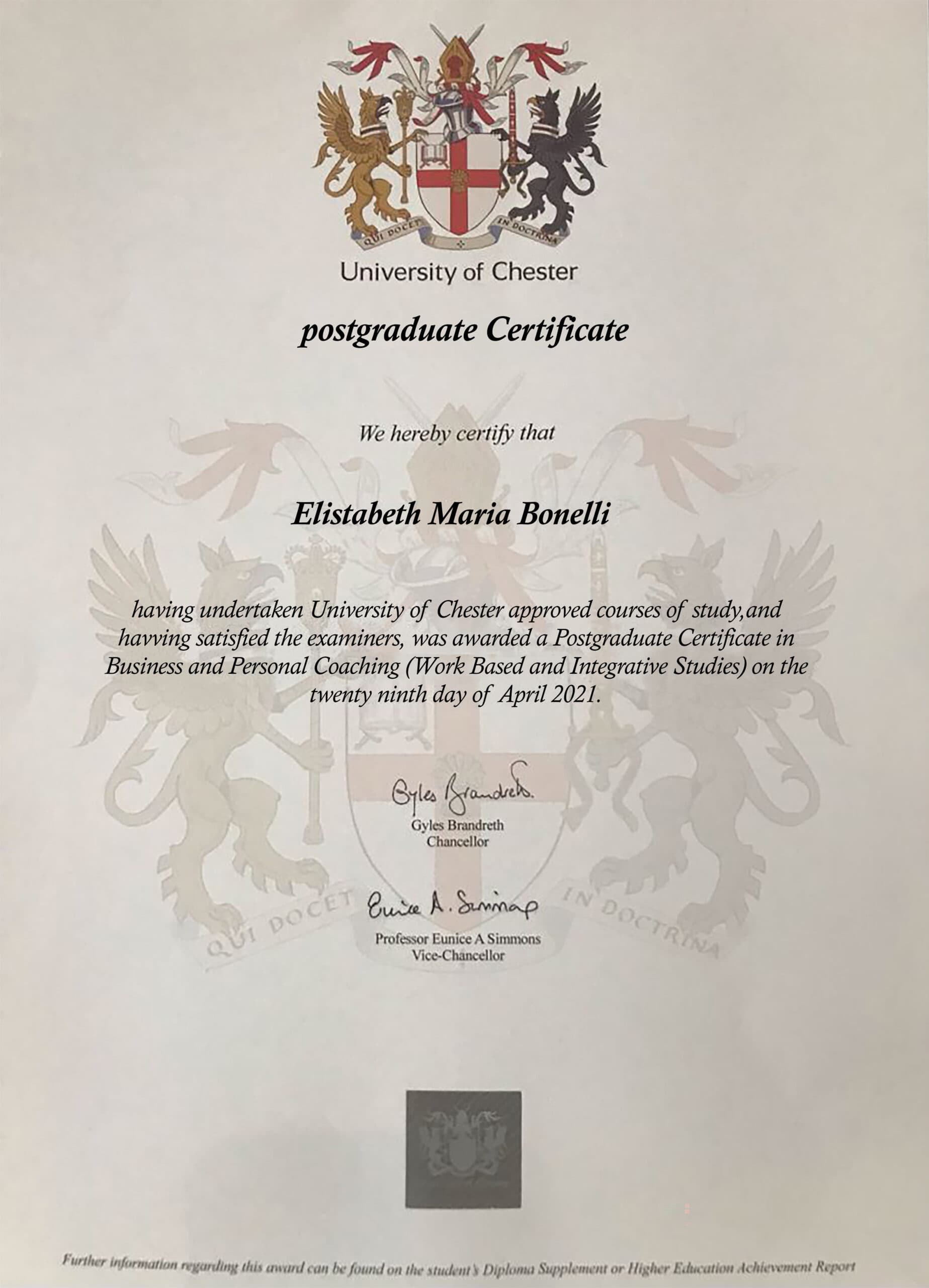 Authentic-Looking Editable certificate from University Of Chester University
