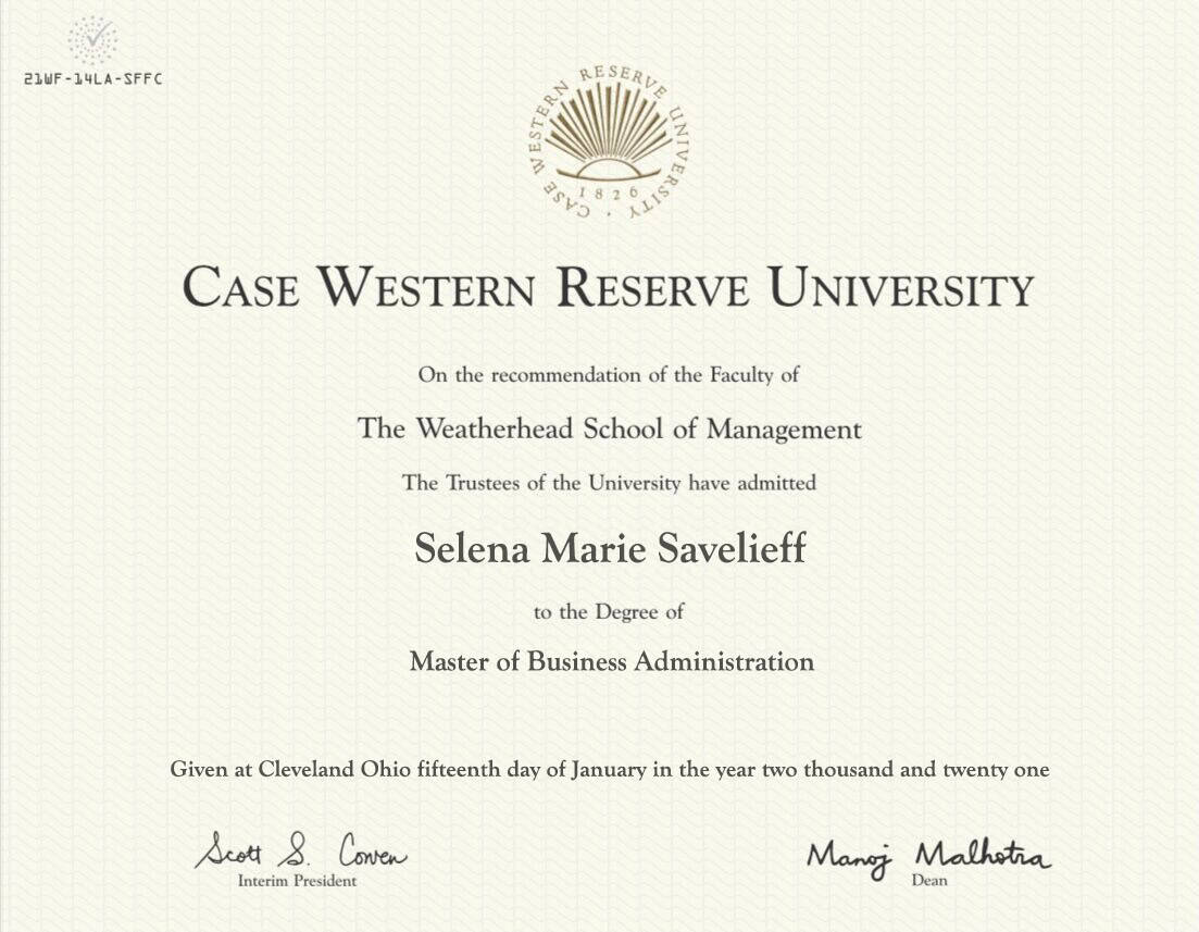 Authentic-Looking Editable certificate from Case Western Reserve University