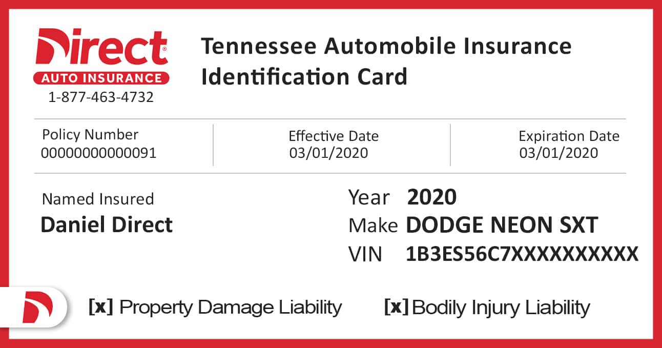 Editable Proof of Direct Auto Car Insurance