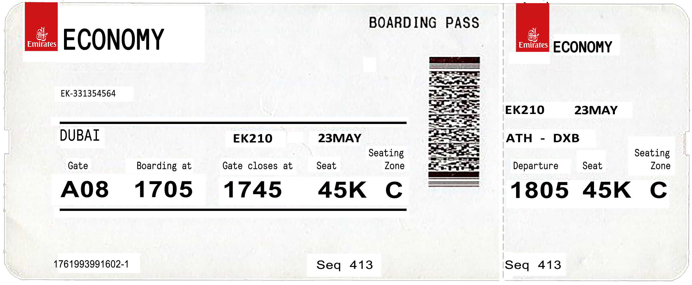 Fillable Emirates Airline Ticket | Editable Airplane Tickets PSD Templates