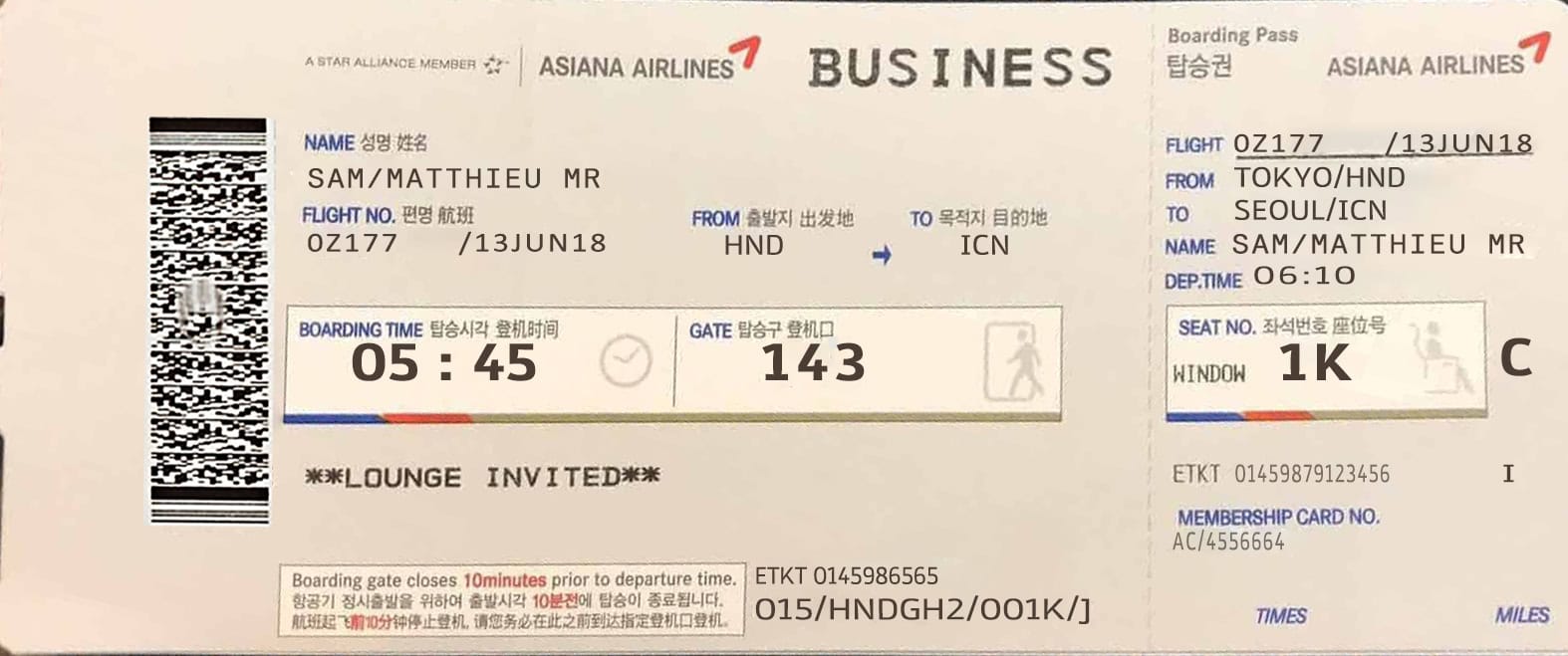 Fillable Asiana airlines business Ticket | Editable Airplane Tickets PSD Templates