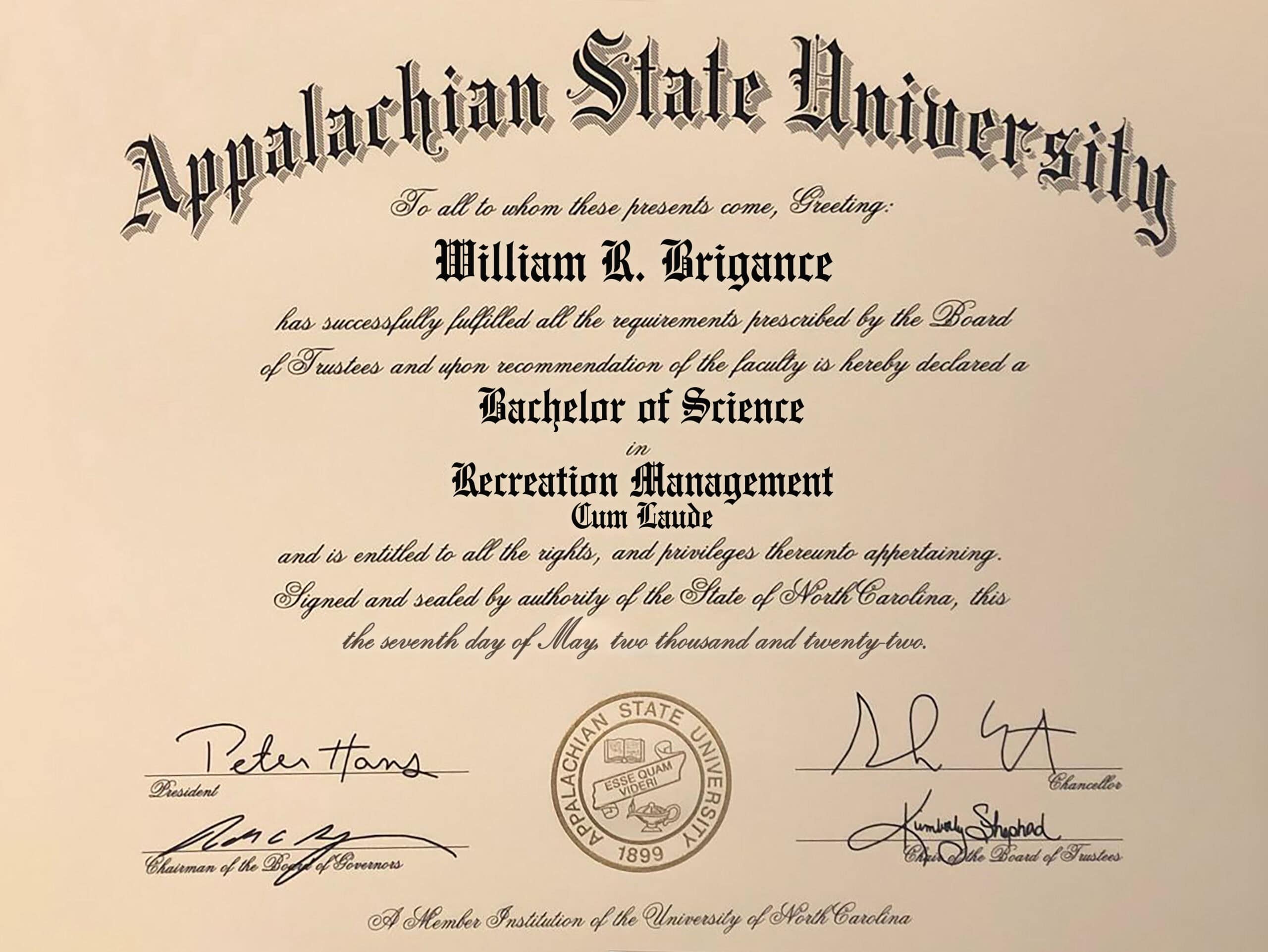 Editable Certificate from Appalachian State University Template