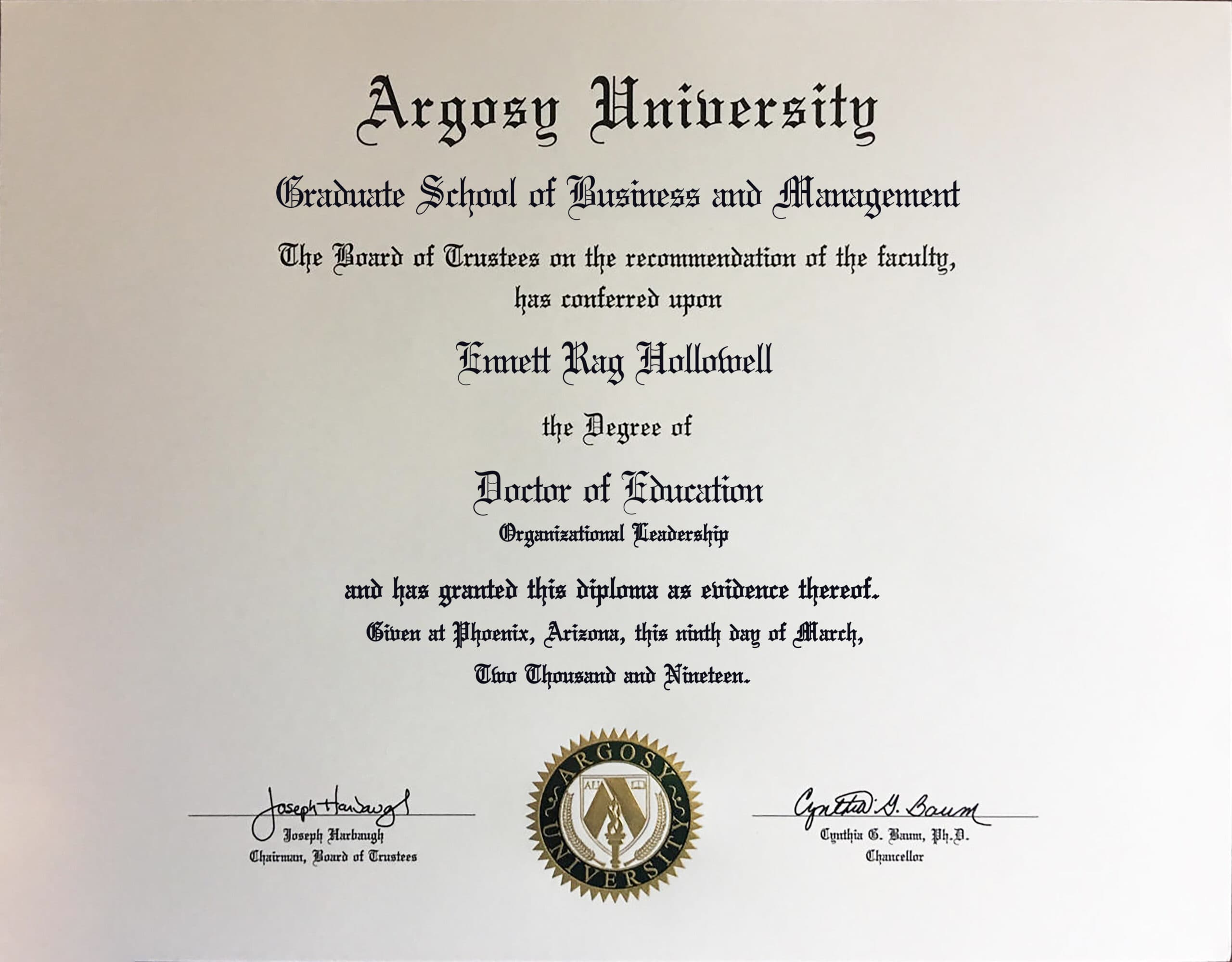 Editable Certificate from Argosy University Template