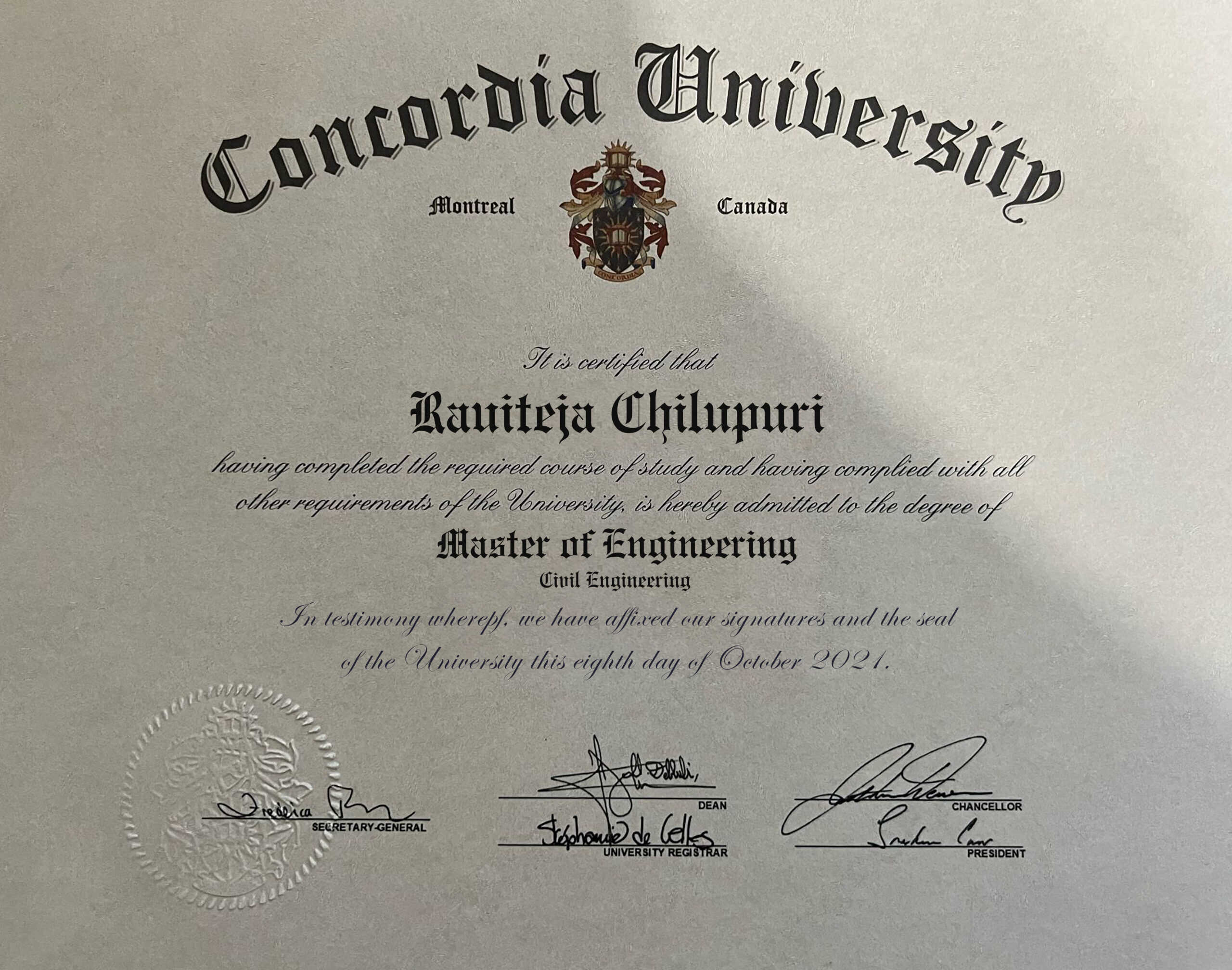Editable Certificate from Concordia University Template