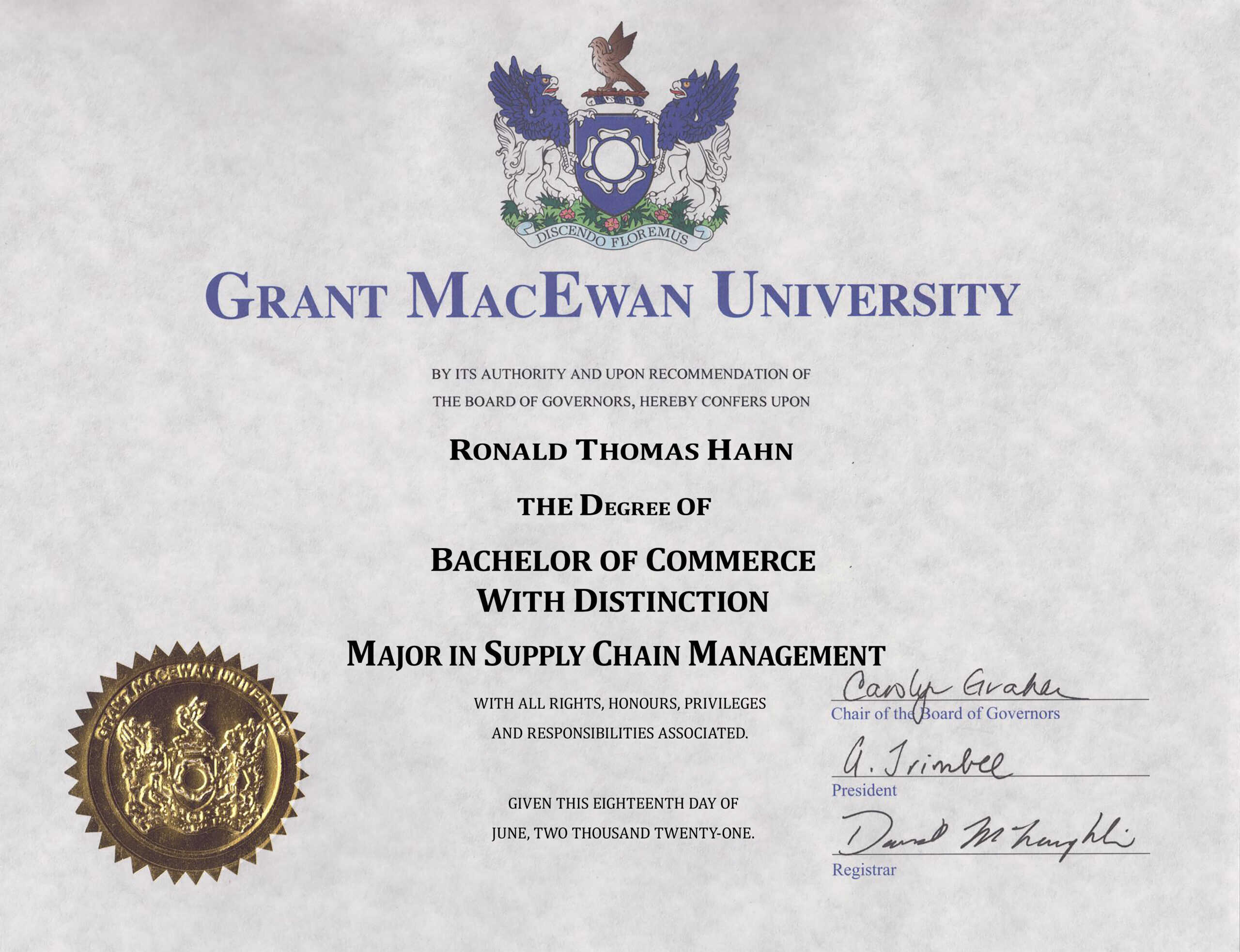 Editable Certificate from Grant MacEwan University Template