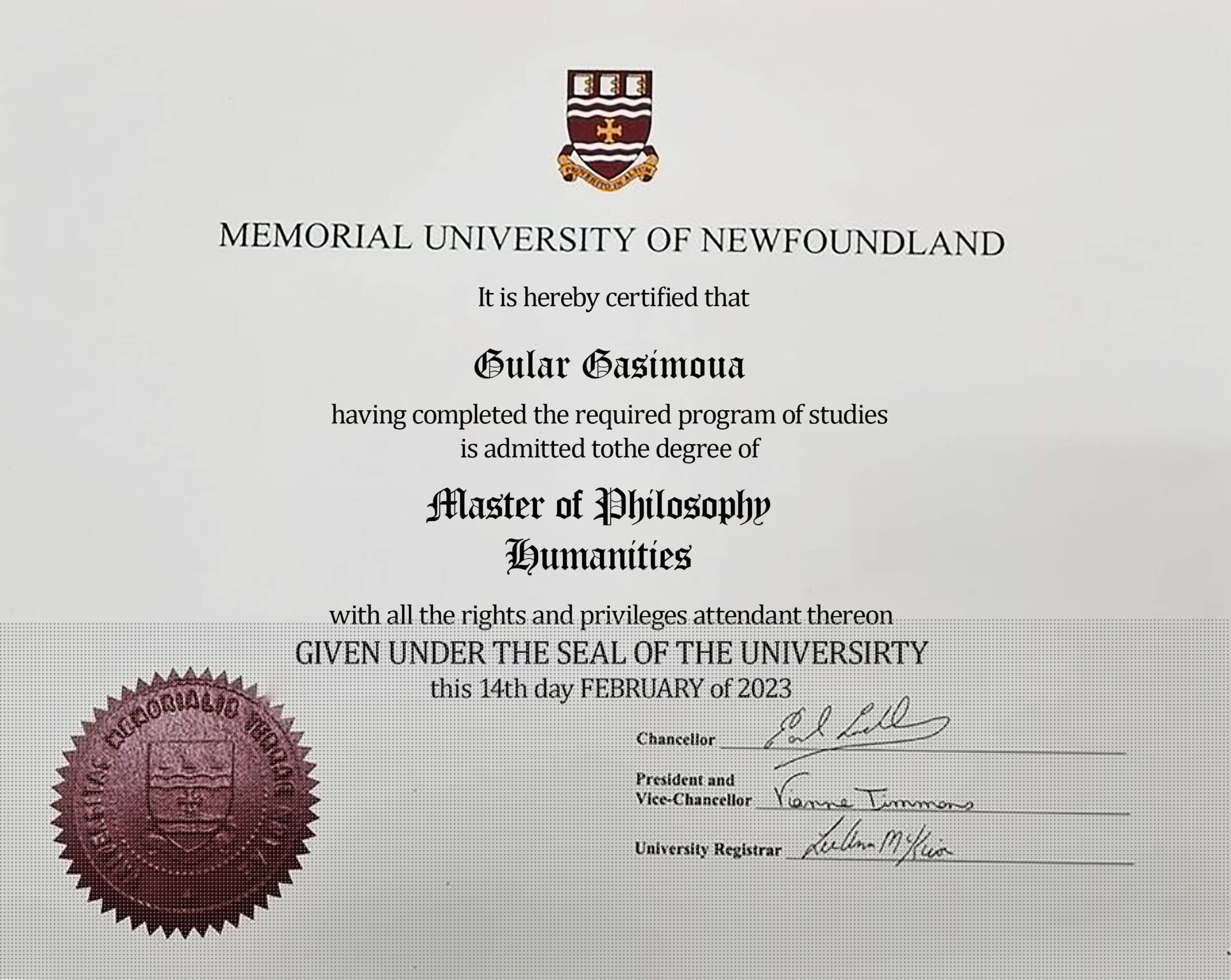 Editable Certificate from Memorial University Template