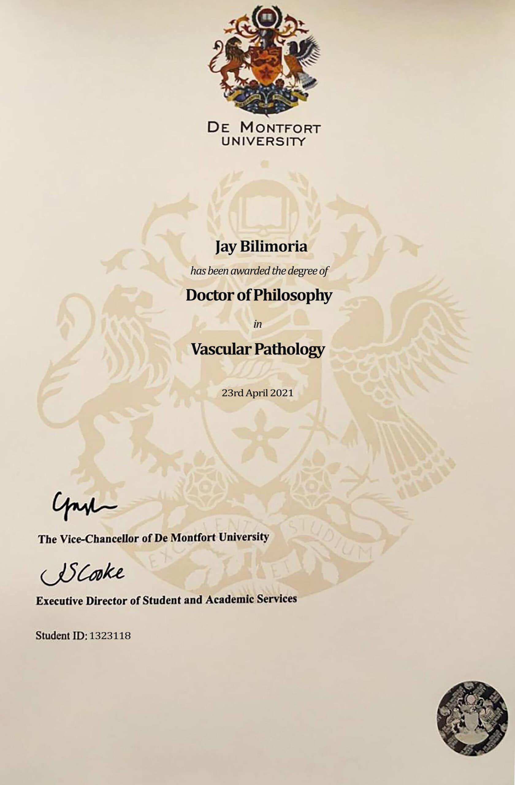 Editable Certificate from Montfort University Template