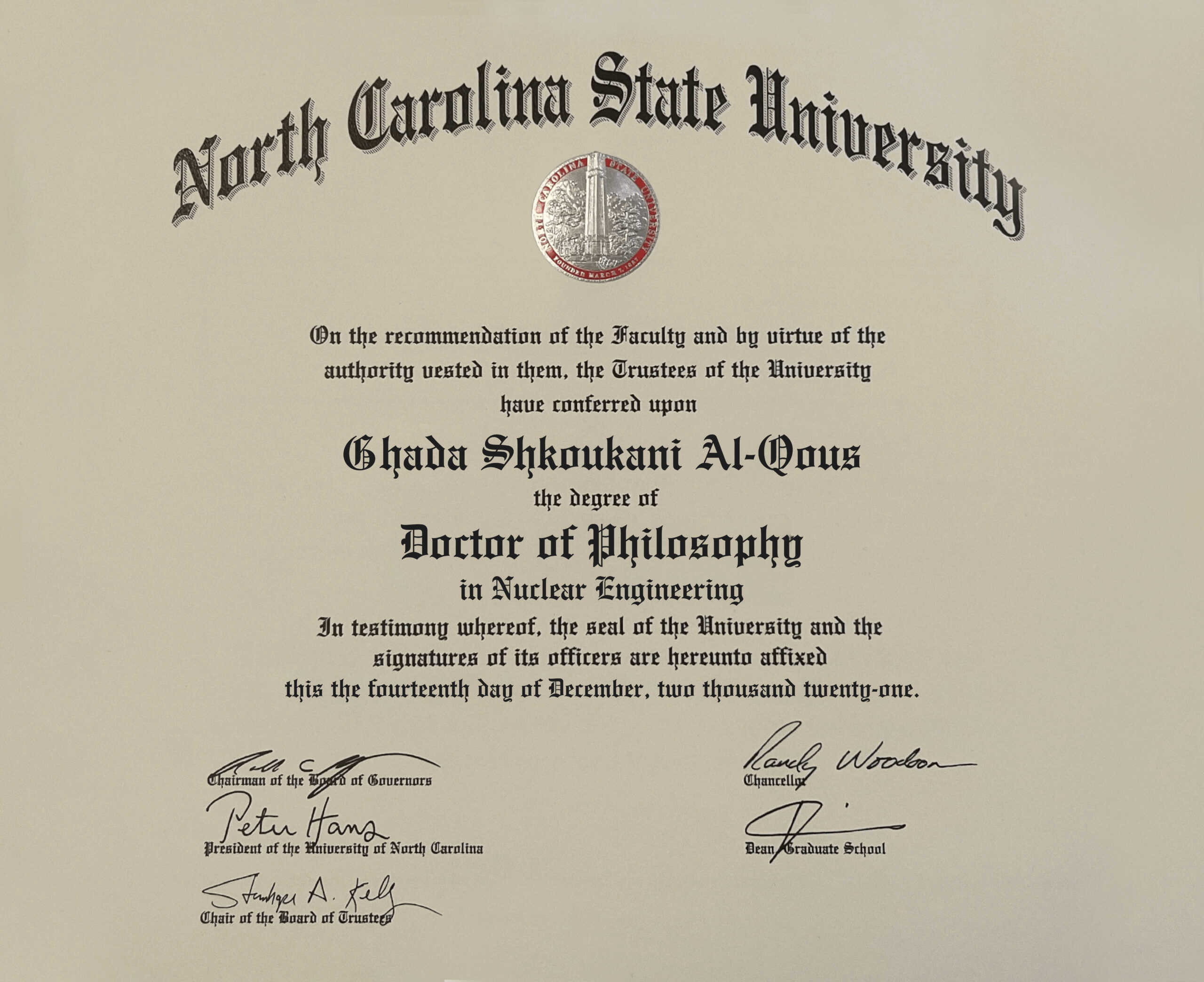 Editable Certificate from North Carolina State University Template